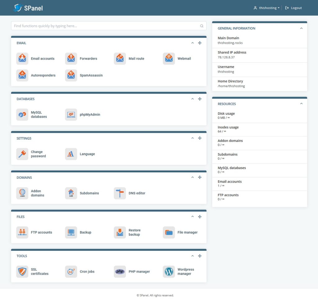 SPanel Review - a Great cPanel Alternative by Scala Hosting