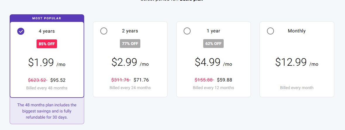 zyro pricing terms